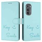 For Motorola Edge 5G UW 2022 Smile Embossing RFID Leather Phone Case(Mint Green) - 3