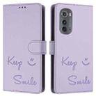 For Motorola Edge 5G UW 2022 Smile Embossing RFID Leather Phone Case(Light Purple) - 3