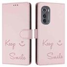 For Motorola Edge 2022 Smile Embossing RFID Leather Phone Case(Pink) - 3