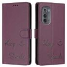 For Motorola Edge 2022 Smile Embossing RFID Leather Phone Case(Violet) - 3