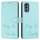 For Motorola Moto G62 5G India Smile Embossing RFID Leather Phone Case(Mint Green) - 3