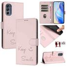 For Motorola Moto G62 5G India Smile Embossing RFID Leather Phone Case(Pink) - 1