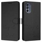 For Motorola Moto G62 5G India Smile Embossing RFID Leather Phone Case(Black) - 3