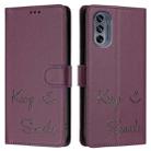 For Motorola Moto G62 5G India Smile Embossing RFID Leather Phone Case(Violet) - 3