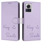 For Motorola Moto X30 Pro 5G Smile Embossing RFID Leather Phone Case(Light Purple) - 3