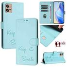 For Motorola Moto G32 Smile Embossing RFID Leather Phone Case(Mint Green) - 1