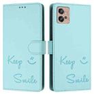 For Motorola Moto G32 Smile Embossing RFID Leather Phone Case(Mint Green) - 3