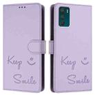 For Motorola Moto G42 Smile Embossing RFID Leather Phone Case(Light Purple) - 3