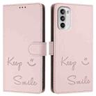 For Motorola Moto G52 4G/G82 5G/G71s 5G Smile Embossing RFID Leather Phone Case(Pink) - 3