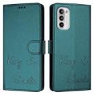 For Motorola Moto G52 4G/G82 5G/G71s 5G Smile Embossing RFID Leather Phone Case(Peacock Green) - 3