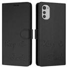 For Motorola Moto E32 4G Global Smile Embossing RFID Leather Phone Case(Black) - 3