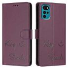 For Motorola Moto E32 4G India Smile Embossing RFID Leather Phone Case(Violet) - 3