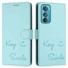 For Motorola Edge 30 Smile Embossing RFID Leather Phone Case(Mint Green) - 3