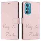 For Motorola Edge 30 Smile Embossing RFID Leather Phone Case(Pink) - 3