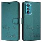 For Motorola Edge 30 Smile Embossing RFID Leather Phone Case(Peacock Green) - 3