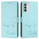 For Motorola Moto G 5G 2022 Smile Embossing RFID Leather Phone Case(Mint Green) - 3