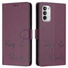 For Motorola Moto G 5G 2022 Smile Embossing RFID Leather Phone Case(Violet) - 3