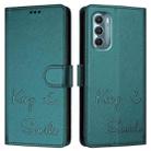 For Motorola Moto G Stylus 5G 2022 Smile Embossing RFID Leather Phone Case(Peacock Green) - 3