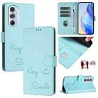 For Motorola Edge X30 5G/30 Pro Smile Embossing RFID Leather Phone Case(Mint Green) - 1