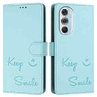 For Motorola Edge X30 5G/30 Pro Smile Embossing RFID Leather Phone Case(Mint Green) - 3