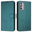 For Motorola Moto G Stylus 2022 4G Smile Embossing RFID Leather Phone Case(Peacock Green) - 3