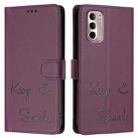 For Motorola Moto G Stylus 2022 4G Smile Embossing RFID Leather Phone Case(Violet) - 3
