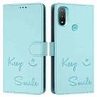 For Motorola Moto E20/E30/E40 Smile Embossing RFID Leather Phone Case(Mint Green) - 3