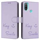 For Motorola Moto E20/E30/E40 Smile Embossing RFID Leather Phone Case(Light Purple) - 3