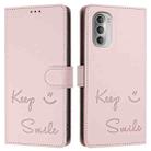 For Motorola Moto G51 5G Smile Embossing RFID Leather Phone Case(Pink) - 3