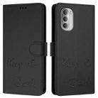 For Motorola Moto G51 5G Smile Embossing RFID Leather Phone Case(Black) - 3