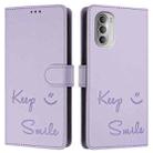 For Motorola Moto G51 5G Smile Embossing RFID Leather Phone Case(Light Purple) - 3