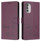 For Motorola Moto G51 5G Smile Embossing RFID Leather Phone Case(Violet) - 3