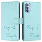 For Motorola Moto G31 4G Global/G41 4G Smile Embossing RFID Leather Phone Case(Mint Green) - 3