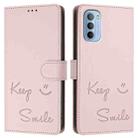 For Motorola Moto G31 4G Global/G41 4G Smile Embossing RFID Leather Phone Case(Pink) - 3