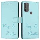 For Motorola Moto G71 5G Smile Embossing RFID Leather Phone Case(Mint Green) - 3