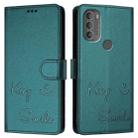 For Motorola Moto G71 5G Smile Embossing RFID Leather Phone Case(Peacock Green) - 3