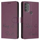 For Motorola Moto G71 5G Smile Embossing RFID Leather Phone Case(Violet) - 3