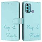 For Motorola Moto G60/G40 Fusion Smile Embossing RFID Leather Phone Case(Mint Green) - 3