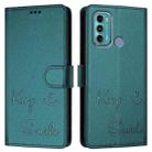 For Motorola Moto G60/G40 Fusion Smile Embossing RFID Leather Phone Case(Peacock Green) - 3