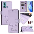 For Motorola Moto G60/G40 Fusion Smile Embossing RFID Leather Phone Case(Light Purple) - 1