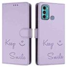 For Motorola Moto G60/G40 Fusion Smile Embossing RFID Leather Phone Case(Light Purple) - 3