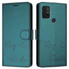 For Motorola Moto G10 Power Smile Embossing RFID Leather Phone Case(Peacock Green) - 3