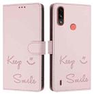 For Motorola Moto E7 Power Smile Embossing RFID Leather Phone Case(Pink) - 3