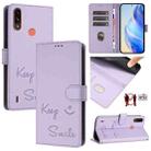 For Motorola Moto E7 Power Smile Embossing RFID Leather Phone Case(Light Purple) - 1