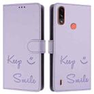 For Motorola Moto E7 Power Smile Embossing RFID Leather Phone Case(Light Purple) - 3