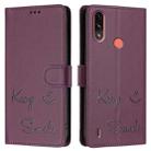 For Motorola Moto E7 Power Smile Embossing RFID Leather Phone Case(Violet) - 3