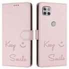 For Motorola One 5G Ace/Moto G 5G Smile Embossing RFID Leather Phone Case(Pink) - 3