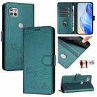 For Motorola One 5G Ace/Moto G 5G Smile Embossing RFID Leather Phone Case(Peacock Green) - 1