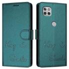 For Motorola One 5G Ace/Moto G 5G Smile Embossing RFID Leather Phone Case(Peacock Green) - 3