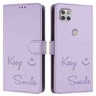 For Motorola One 5G Ace/Moto G 5G Smile Embossing RFID Leather Phone Case(Light Purple) - 3